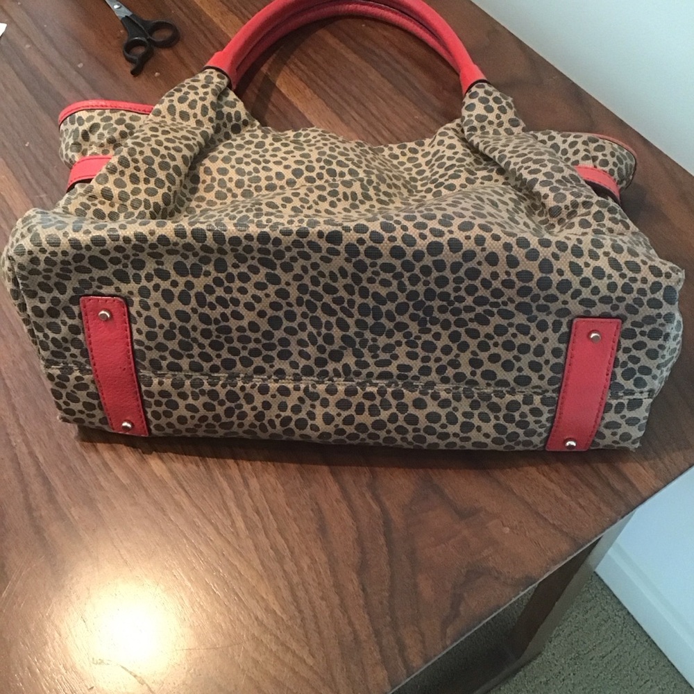 Kate Spade Stevie Leopard Print Red Leather Purse Tote Bag AS IS - Picture 8 of 10